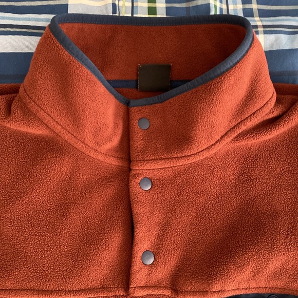 Dark brick and navy fleece jacket - Picture 5 of 17